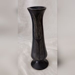 Elegant African Black Carved Soapstone Vase